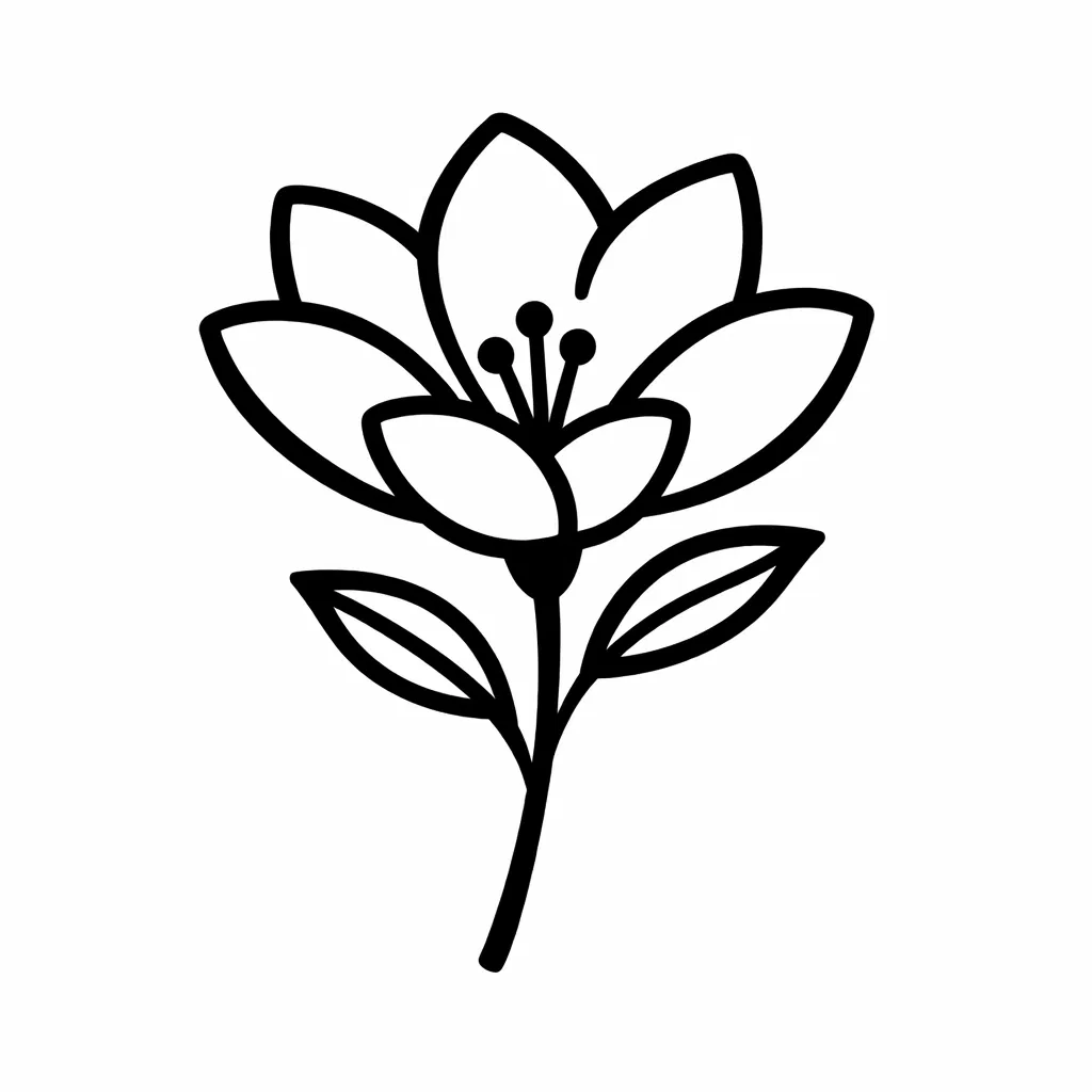 Simplified floral tattoo contour for 3D STL export workflow