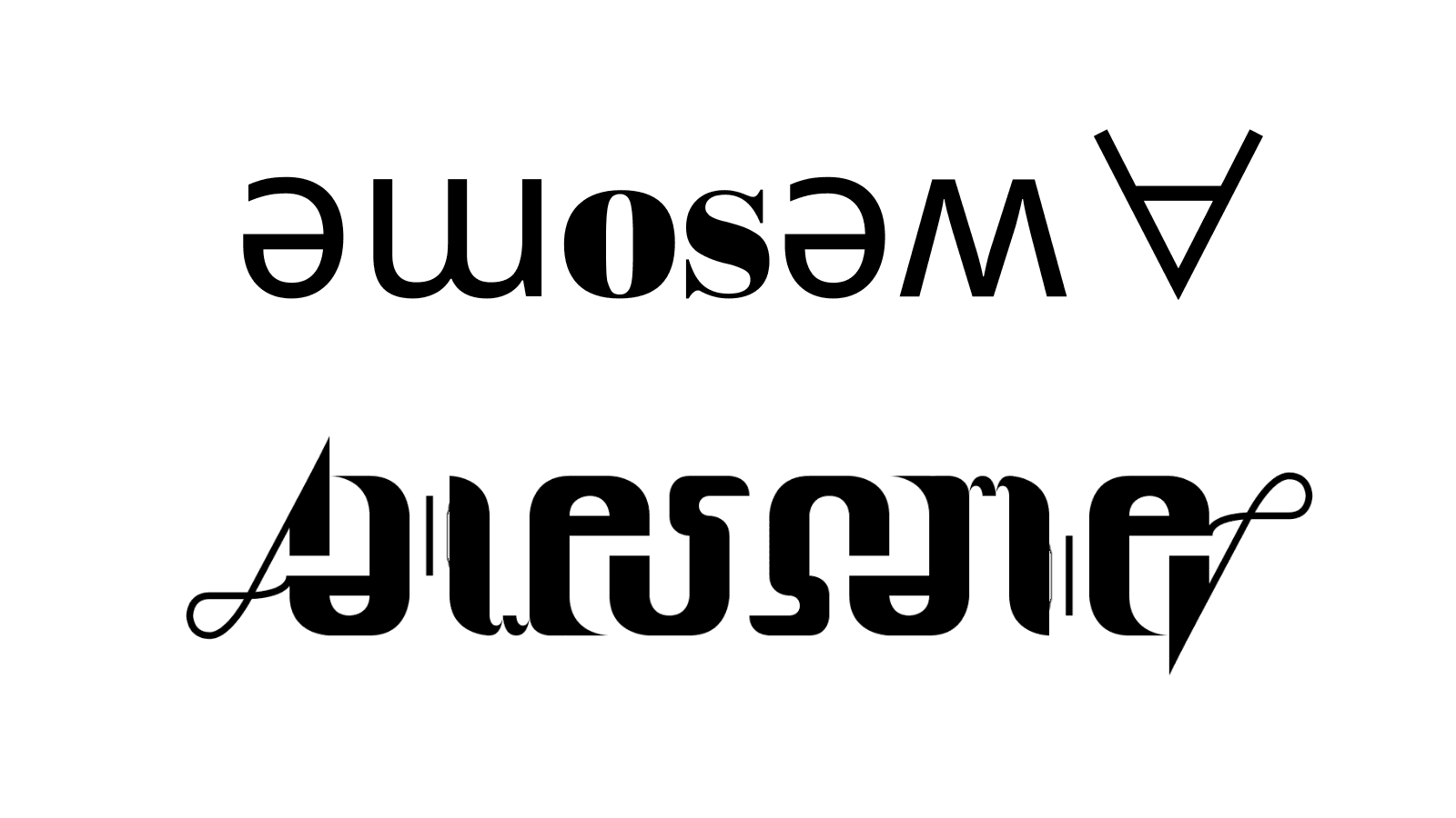 Comparison between simple upside down text and a custom designed professional Ambigram