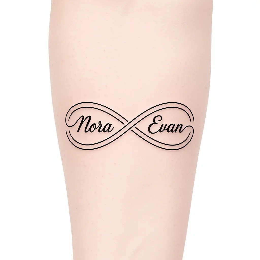 Wedding name and date tattoo concept with elegant typography for couple